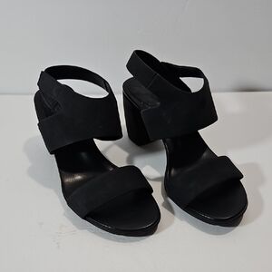 Naturalizer Trace Ankle Heeled Sandals 10 Black Leather & Synthetic Rubber